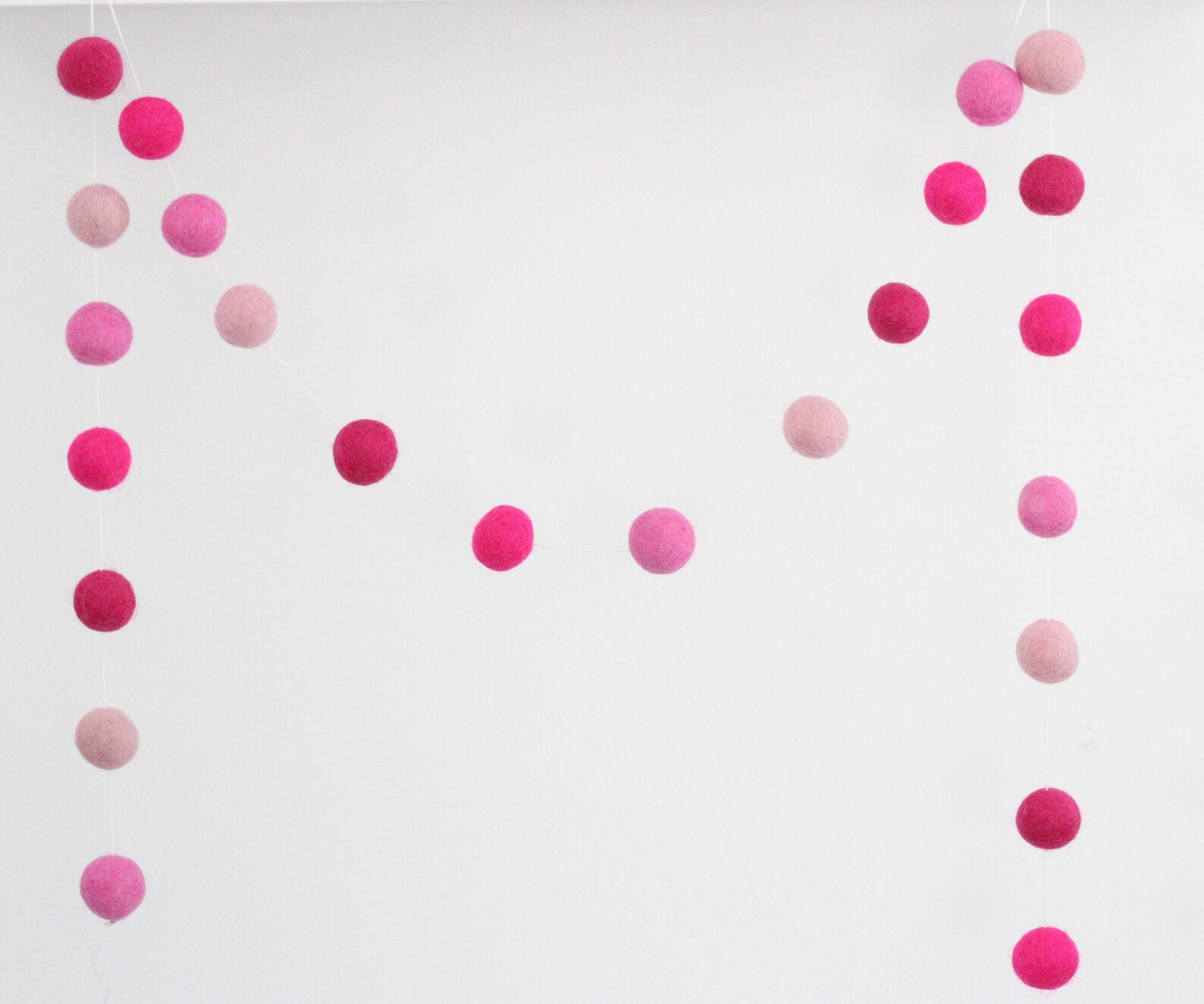 Pink Garland Pink Pom Pom Garland Pink Nursery Decor Felt Etsy