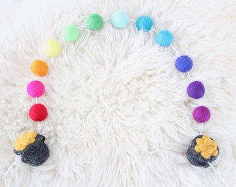 Rainbow Pots of Gold Pom Pom Garland- St. Patrick's Day Banner