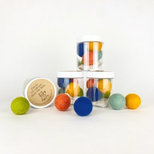 Catnip Oil Infused Felt Balls- Cat Toy- 5 Large felt balls in container with lid