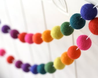 Rainbow Garland- Felt Ball Garland- Nursery Decor Bunting