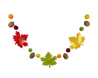Falling For Autumn | Maple Leaf, Acorn & Felt Ball Garland