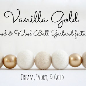 Vanilla Gold Neutral Felt Ball Garland Gold Nursery Decor Cream Ivory Gold Felt Ball Garland Ivory Cream Nursery Bunting Gender Neutral image 3