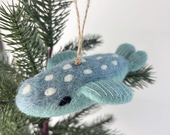 Humpback Whale Felt Ornament | Handmade Wool Christmas Ornament - C8