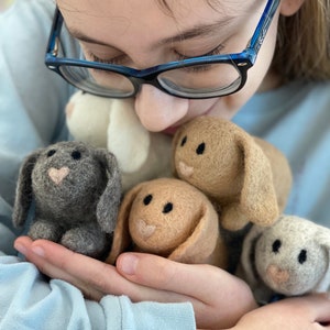 Lop-Eared Felt Bunny- includes free carrot- choose your color
