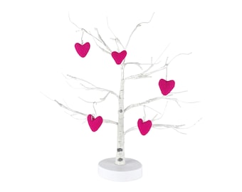 Dark Pink Felt Heart Ornaments | Set of 3 or 5