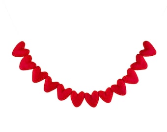 Heart Felt Garland- All Red Hearts on white string