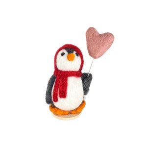 Penguin with Heart balloon- Choose your penguin's scarf/hat color, and heart color