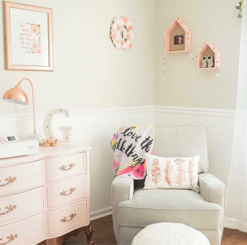 Rose Gold and Blush Felt Ball Garland Pink Nursery Decor Etsy