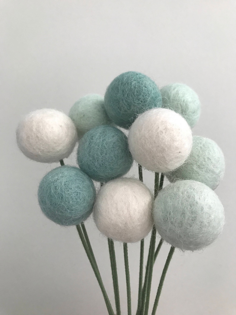 Mint flower bouquet Spring Felt Ball Flower-Colorful Wedding Decor Baby Shower Decor Wedding Shower Decoration sister gift image 2