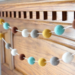 Nursery Felt Ball Garland- Woodland Walk Pom Pom Garland- Nursery Bunting- Gender Neutral Baby Shower Decor- Boy or Girl Woodland Decoration
