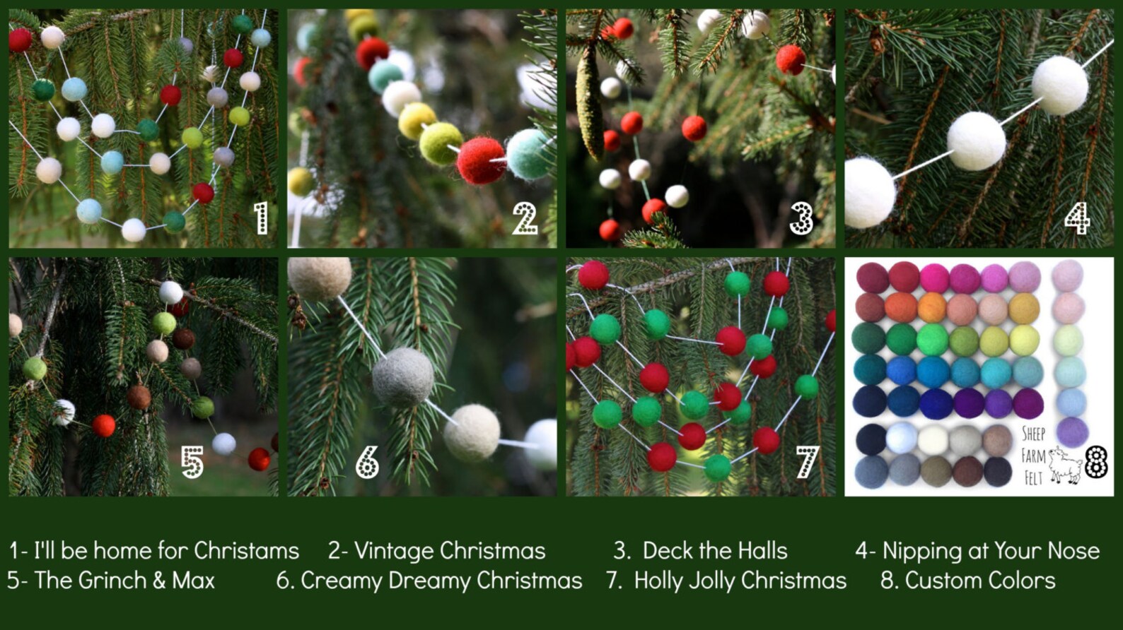 Felt Ball Garland Christmas Tree Garlands to Cover 810 FOOT Etsy