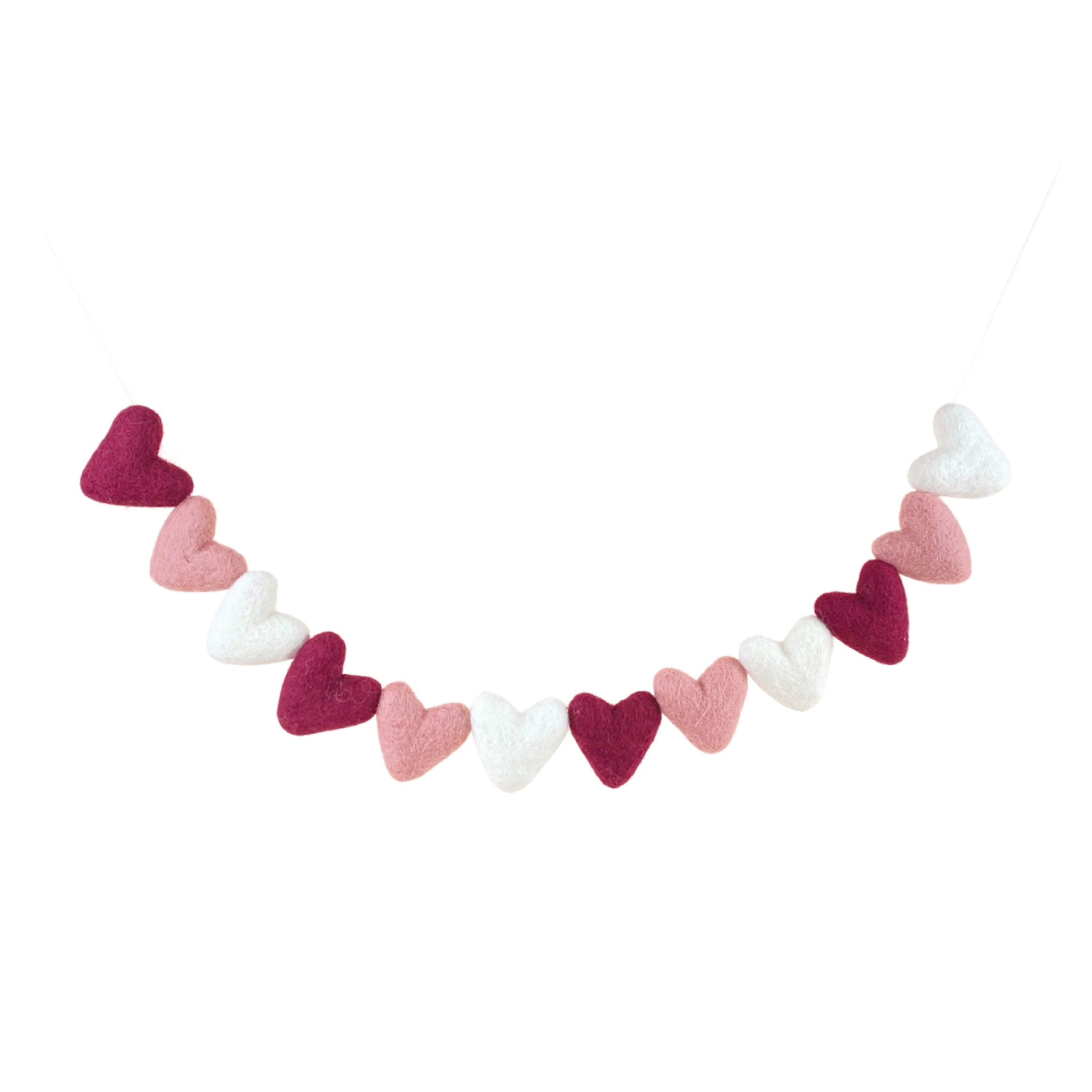 Felt Heart Garland- Wine, Pink, & White