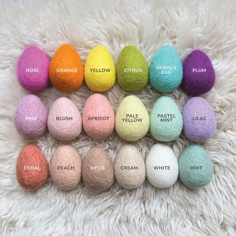 Custom Bundle of Felt eggs Choose Colors & Size Choose 6 or 12 count image 3