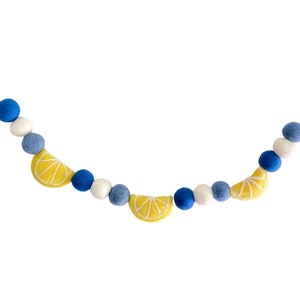 When Life Gives You Lemons- Blue Lemon Felt Ball Garland