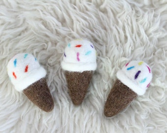 Felt Ice Cream Cones with rainbow sprinkles