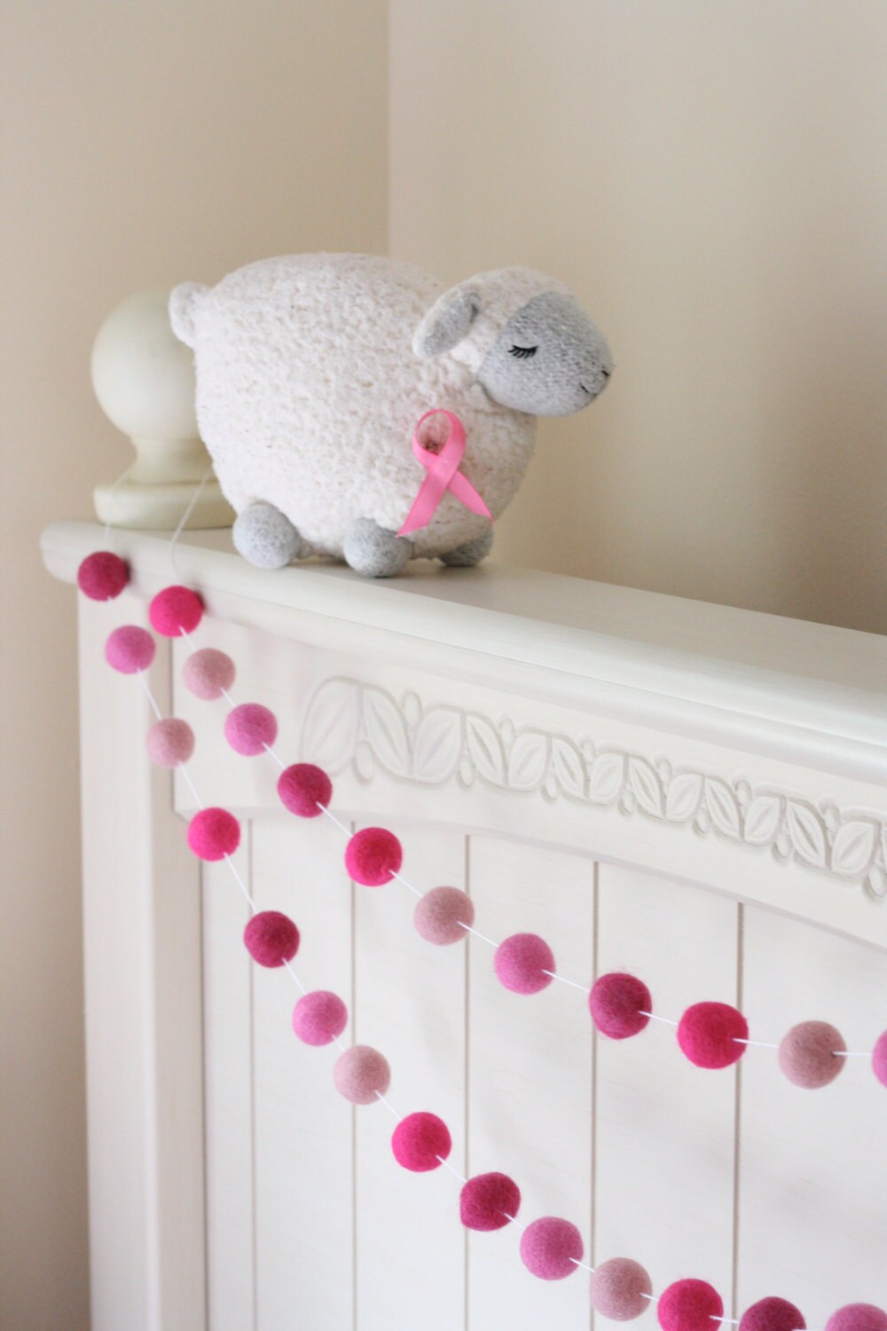 Pink Garland- Pink Pom Pom Garland- Pink Nursery Decor- Felt Ball ...