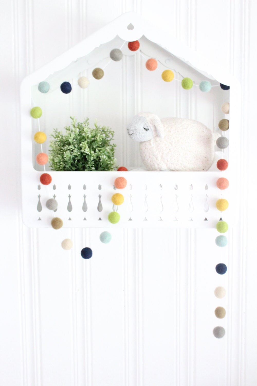 Rustic Rainbow Garland- Farm To Table- Pom Pom Garland- Colorful Rain…