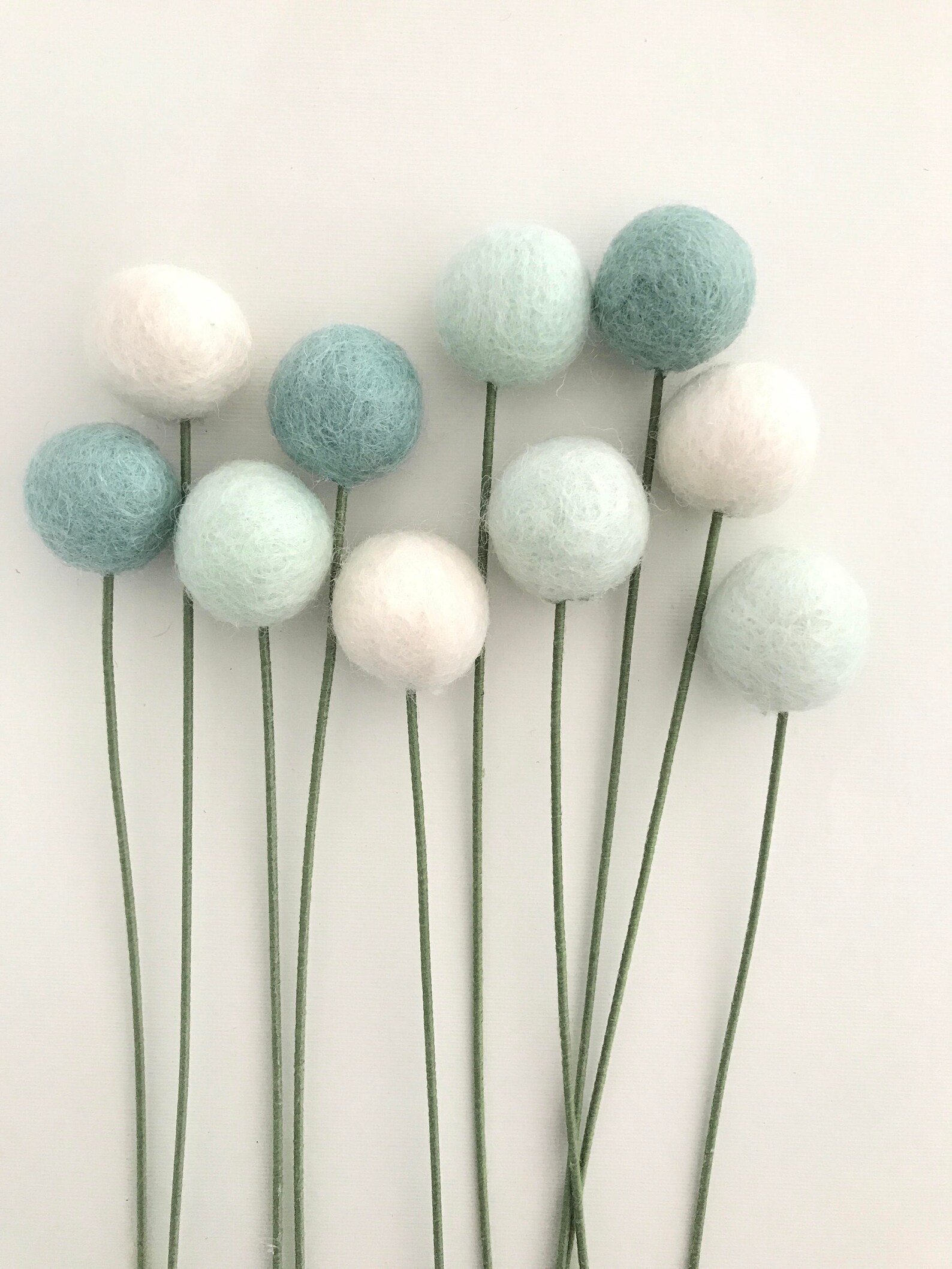 Mint Flower Bouquet Spring Felt Ball Flowercolorful Wedding Etsy