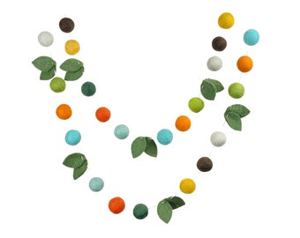 Woodland Forest | Felt Ball & Leaf Garland