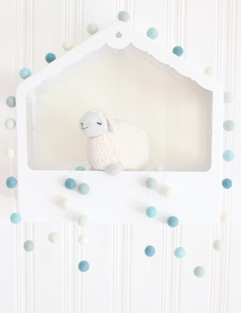 Aqua Felt Ball Garland Nursery Decor GarlandPom Pom Etsy