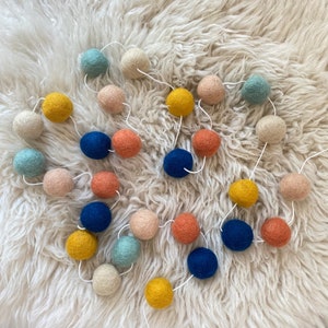 Arizona Garland Felt Ball Garland Girl Nursery Decor Pom Pom Garland Felt Pom Pom Garland nursery Decor Peach Navy Coral Mint image 3