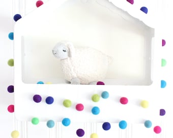 Adventure is Out There Felt ball garland- Colorful playroom decor- birthday garland- pom pom garland- wool pompoms- bedroom decor- nursery