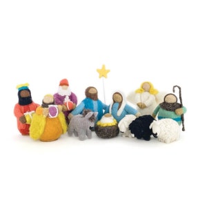 12 Piece Wool Nativity- Classic Colorful Collection