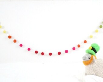 Pot of Gold Rainbow Felt Ball Garland- St. Patrick's Day Decor- Rainbow Pom Pom Garland- End of the Rainbow Banner- St. Patty's Day Mantle