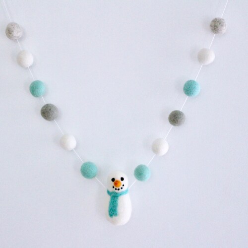 Aqua Snowman Garland - 3 pieds de long