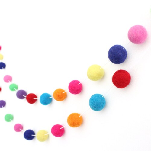Rainbow Garland Felt Ball Garland Nursery Decor Bunting Etsy