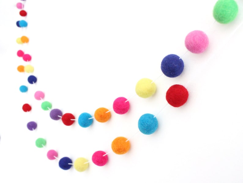 Celebrate Felt Ball Garland Multicolored Etsy