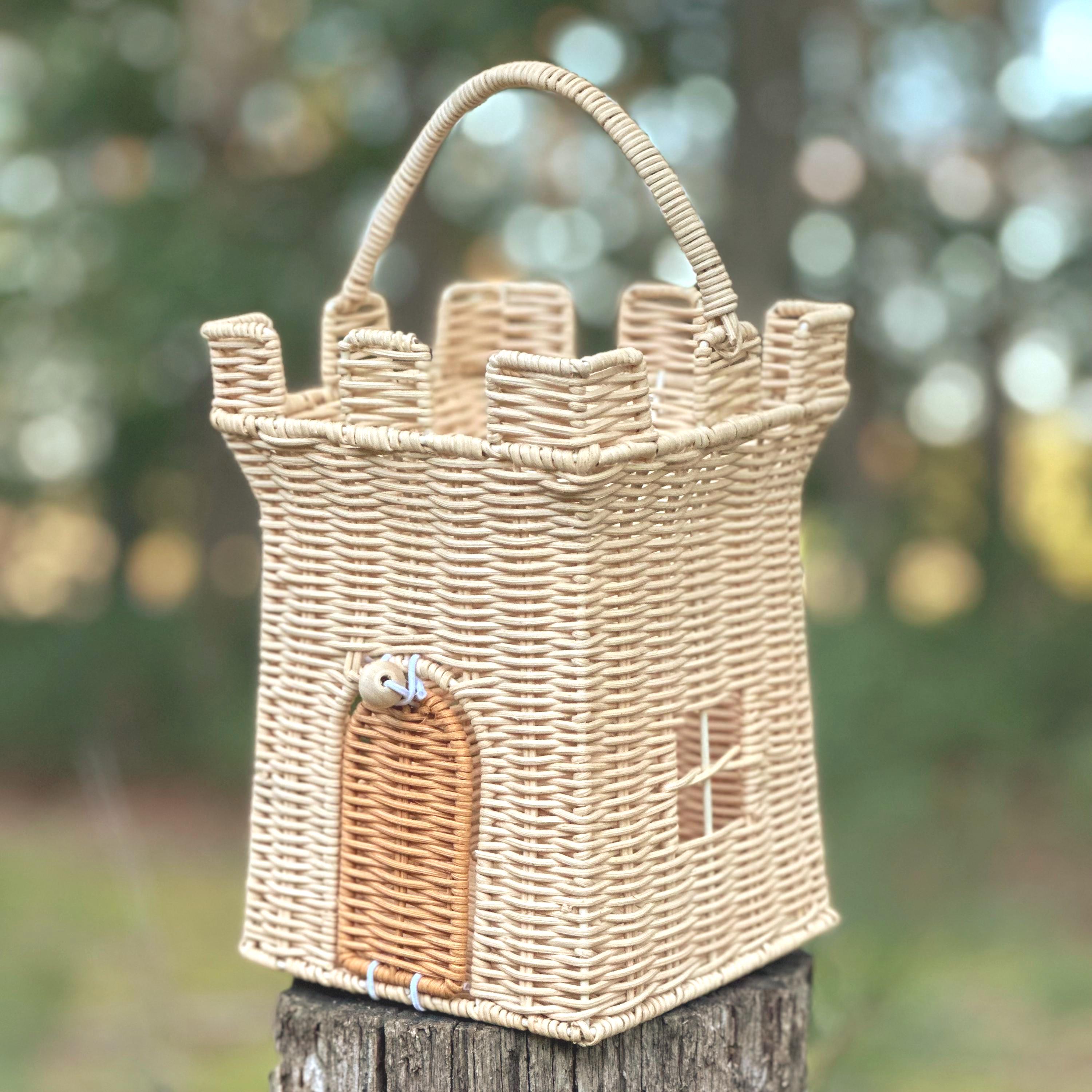 Rattan Castle Basket With Door by Sheep Farm Felt - Etsy