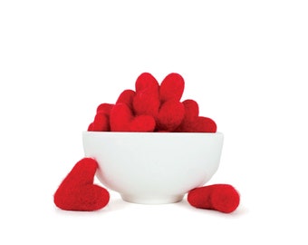 Red Felt Hearts- Set of 5-