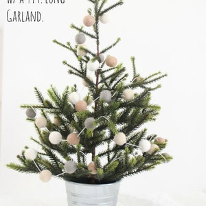 Creamy Dreamy Christmas Garland Felt Ball Garland Cream Beige White Gray Christmas Tree Garland Mantel Decor image 6