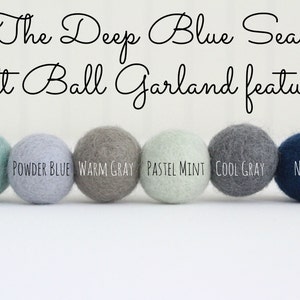 Deep Blue Sea Blue and Green Felt ball garland image 4