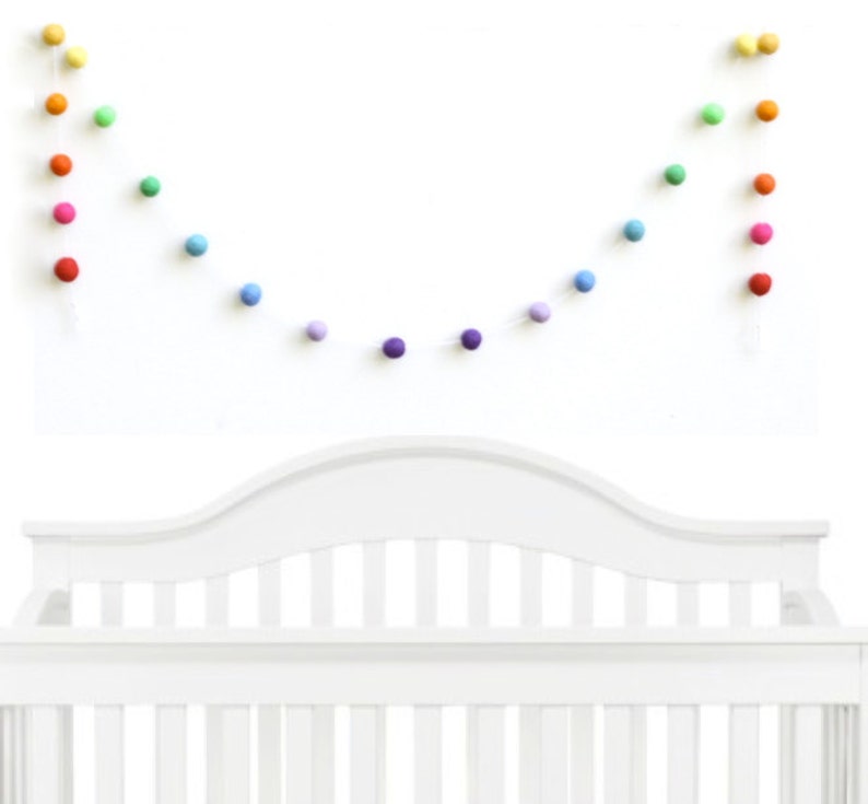 Rainbow Felt Ball Garland Rainbow Pom Pom Banner Etsy