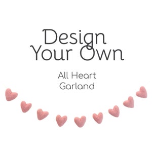 Custom felt Heart  Garland- Red, Light Pink, Dark pink, Aqua, Gray & White