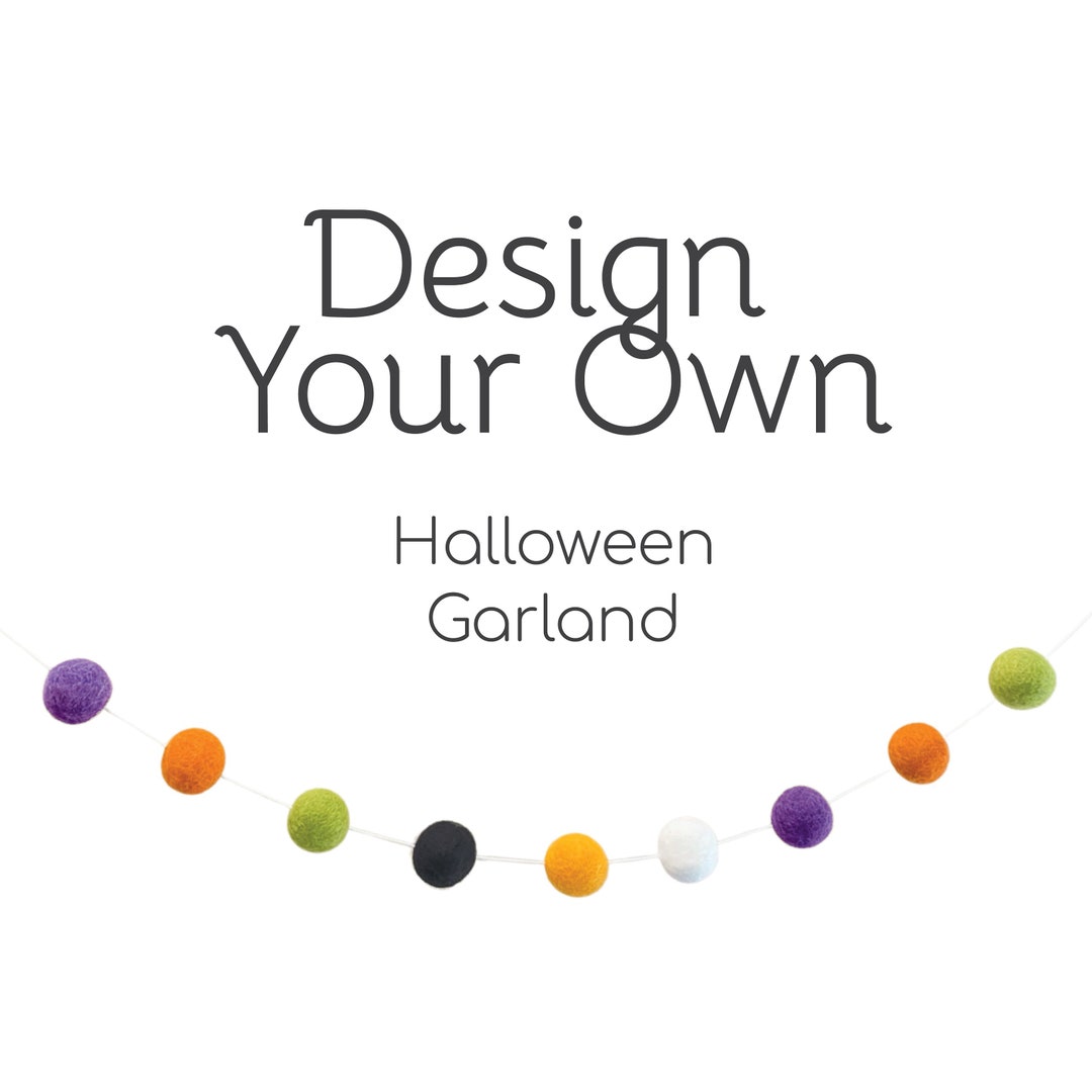 Custom Halloween Felt Ball Garland Halloween Garland Orange Black White