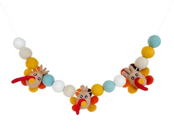 Gobble 'Til You Wobble | Turkey & Felt Ball Garland