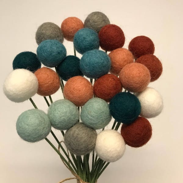 Pom pom flower bouquet- Spring Wool Felt Ball Flower-Colorful Wedding Decor- Baby Shower decorations- felt ball flowers