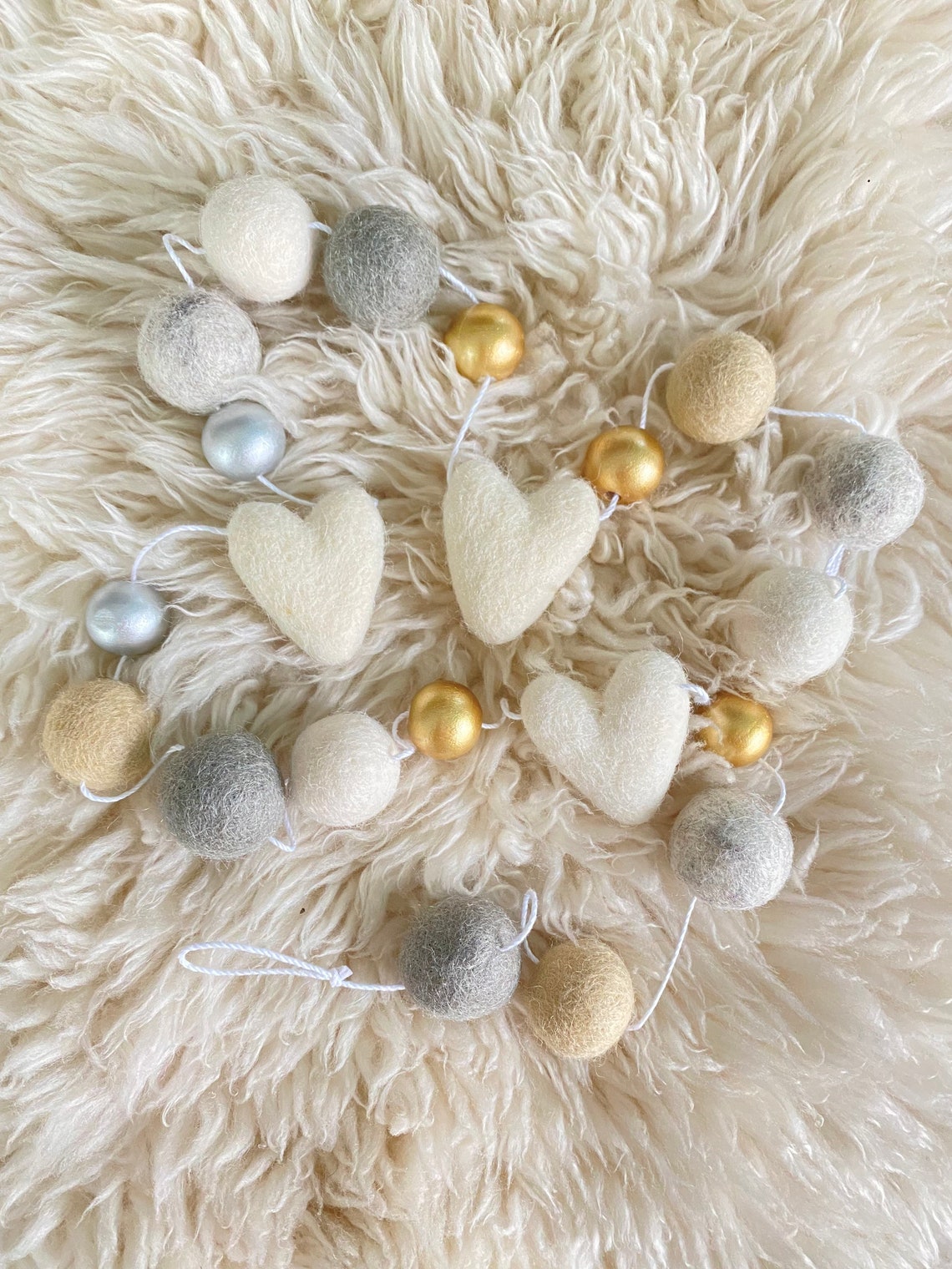 Neutral Luxe Valentine Felt Ball Garland-Valentine's Day image 1