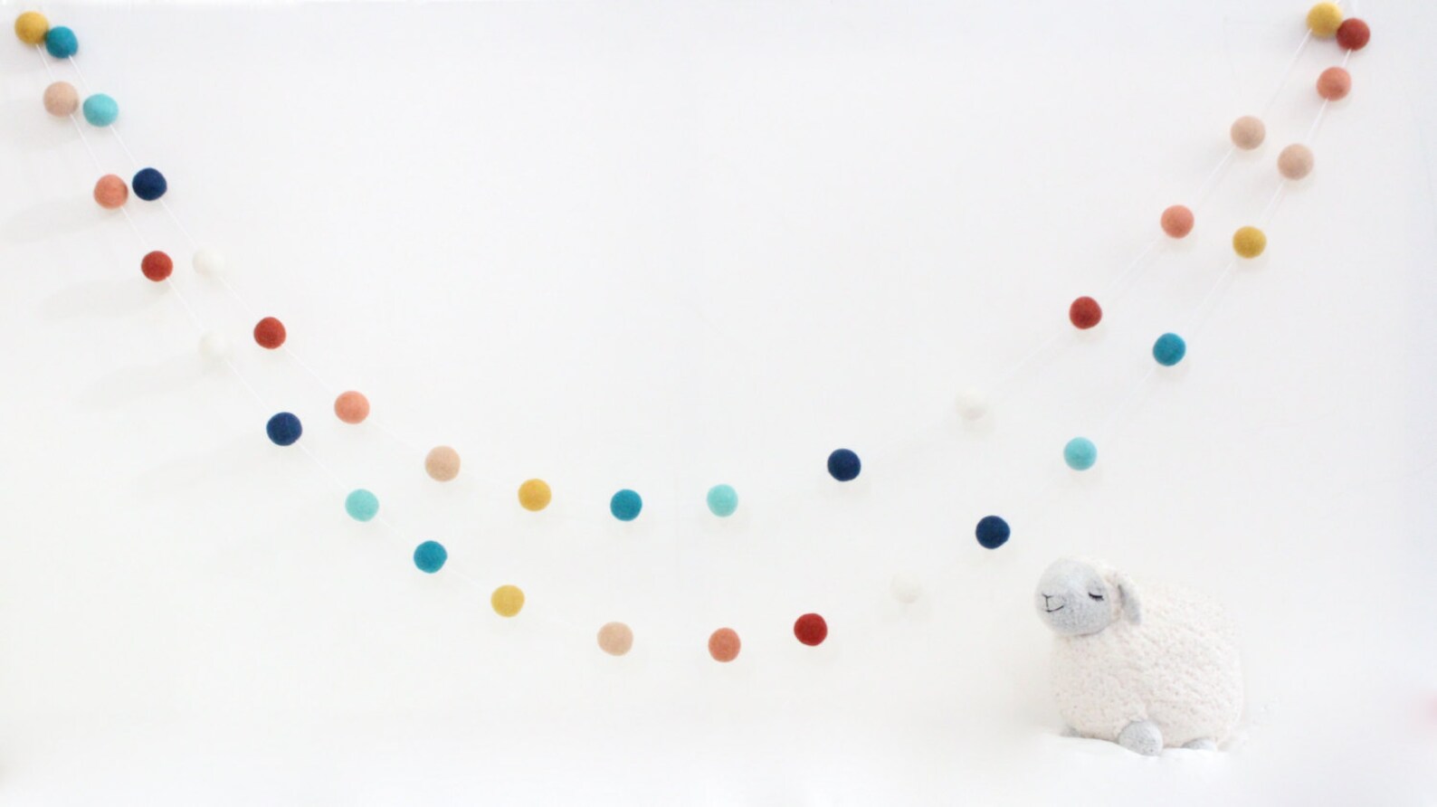 Pom Pom Garland Felt Ball Garland Boy Nursery Decor Etsy