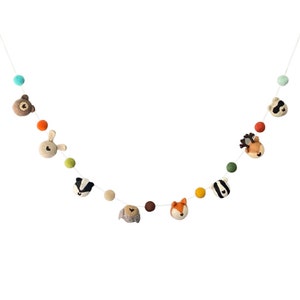 Woodland Animal Garland- Sheep Farm Felt Exclusive- Nursery, playroom, baby shower, or book nook decoration