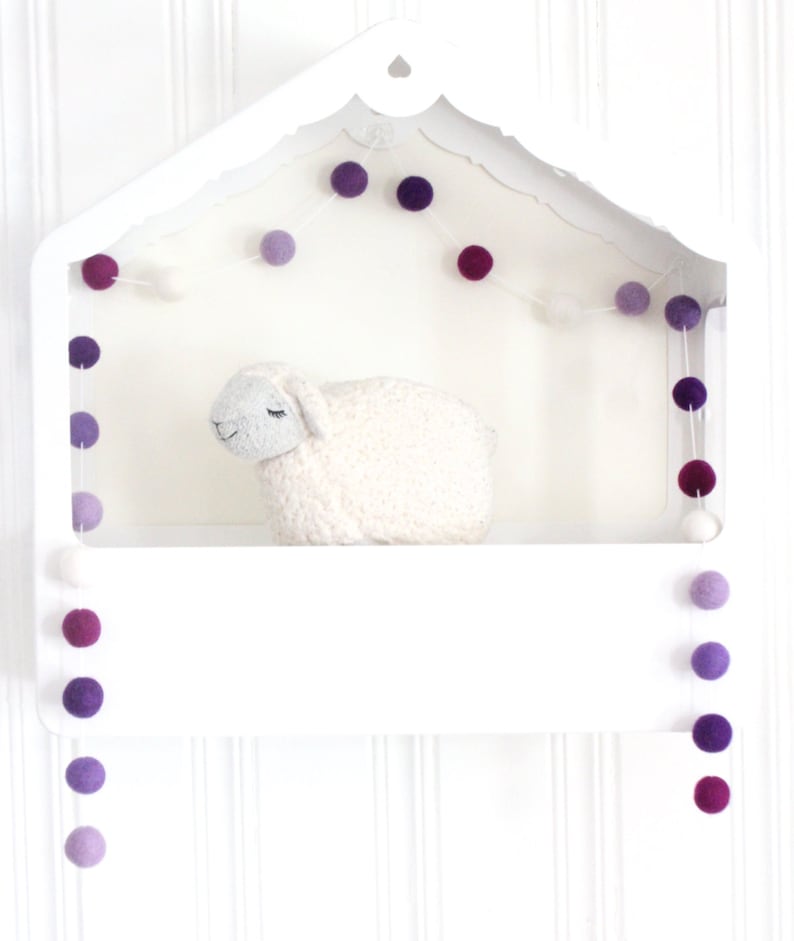 Purple Felt Ball Garland Purple Birthday Decor Baby Girl Nursery Garland Purple Baby Shower Decoration Purple Felt Ball Pom Pom Garland