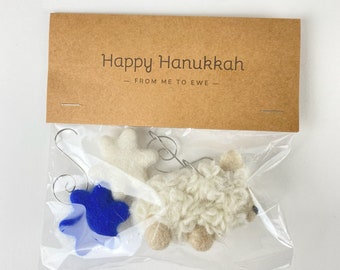 Sheep Ornament Gift Set with Blue & White Star of David | Hanukkah Gift