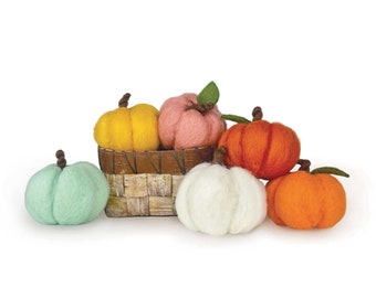 DIY Pumpkin Felting Kit- Make 3 Needle Felted Pumpkins- Choose your colors