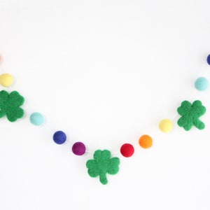 Rainbow Shamrock Pom Pom Garland- St. Patrick's Day Banner