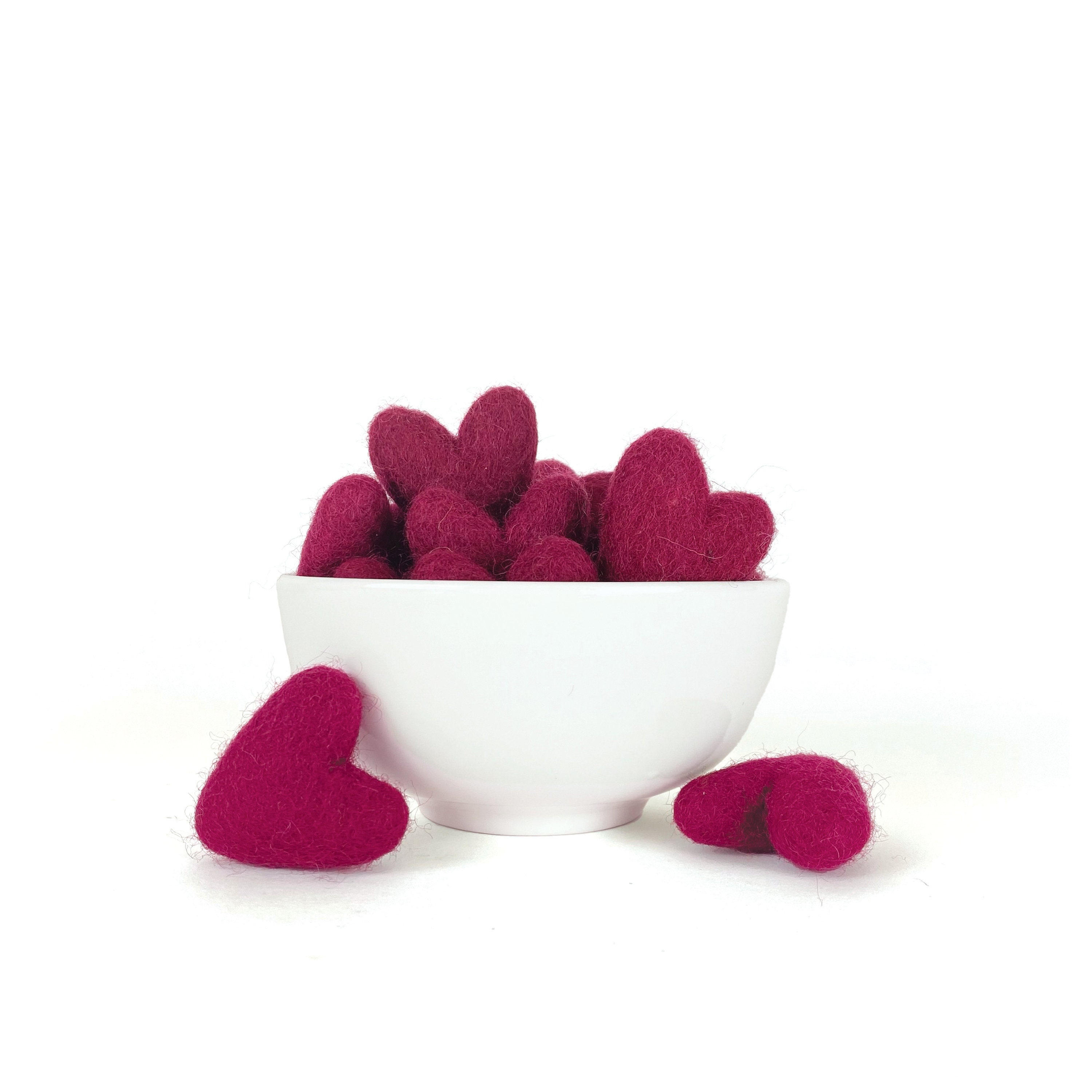 Felt Hearts - Large and Medium Wool Felt Hearts - 9cm Wet Felted