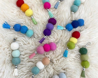 Custom Felt ball keychain or oil diffuser with tassel   You choose 3 or 6 colors, I choose the tassel to coordinate