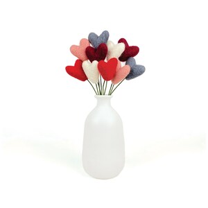 All Hearts Valentines Day bouquet- Red, Pink, White, Gray & Wine hearts- 9 inch stems image 2